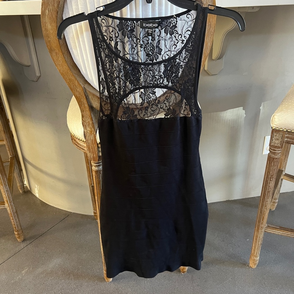 Bebe bodycon lace little black dress